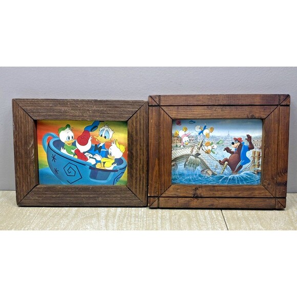 Other - Lot of 2 Vintage Walt Disney World Postcards - Very Nicely Wood Framed Art
